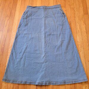 Uskees Manchester 18 Blue Jean Denim Skirt Pockets Belt Loops Back Slit Yellowst